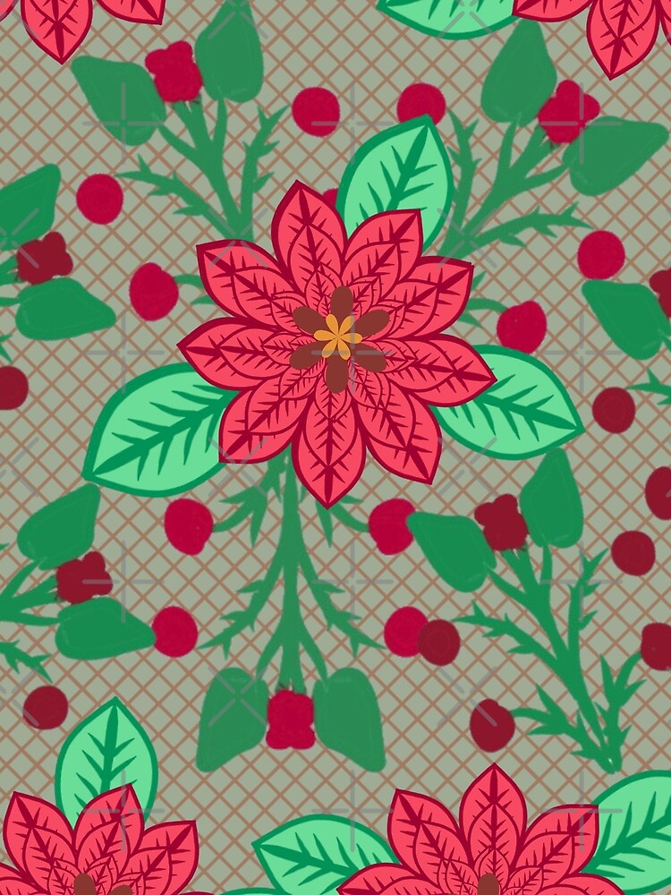 Hand-Drawn Poinsettia-Inspired Floral Pattern | Festive Botanical Illustration by HopeAndHustle T-Shirts,... (Image 2)