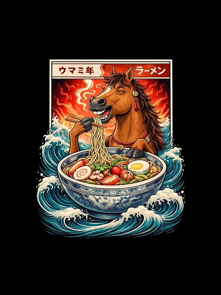 Kawaii Ramen Horse Retro Japanese Noodles Artwork by Kladhadredo T-Shirts, Hoodie, Sweatshirt | BlankRebels.com (Image 2)