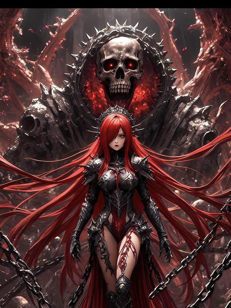 Red Hair Anime Warrior Skeleton God Manga Digital Art T-Shirts, Hoodie, Sweatshirt