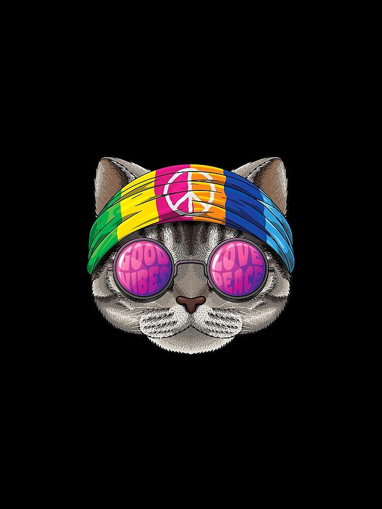 Hippie American Shorthair Love Peace Sign 70s Hippie Cat by RaymondPurves T-Shirts, Hoodie, Sweatshirt (Image 2)