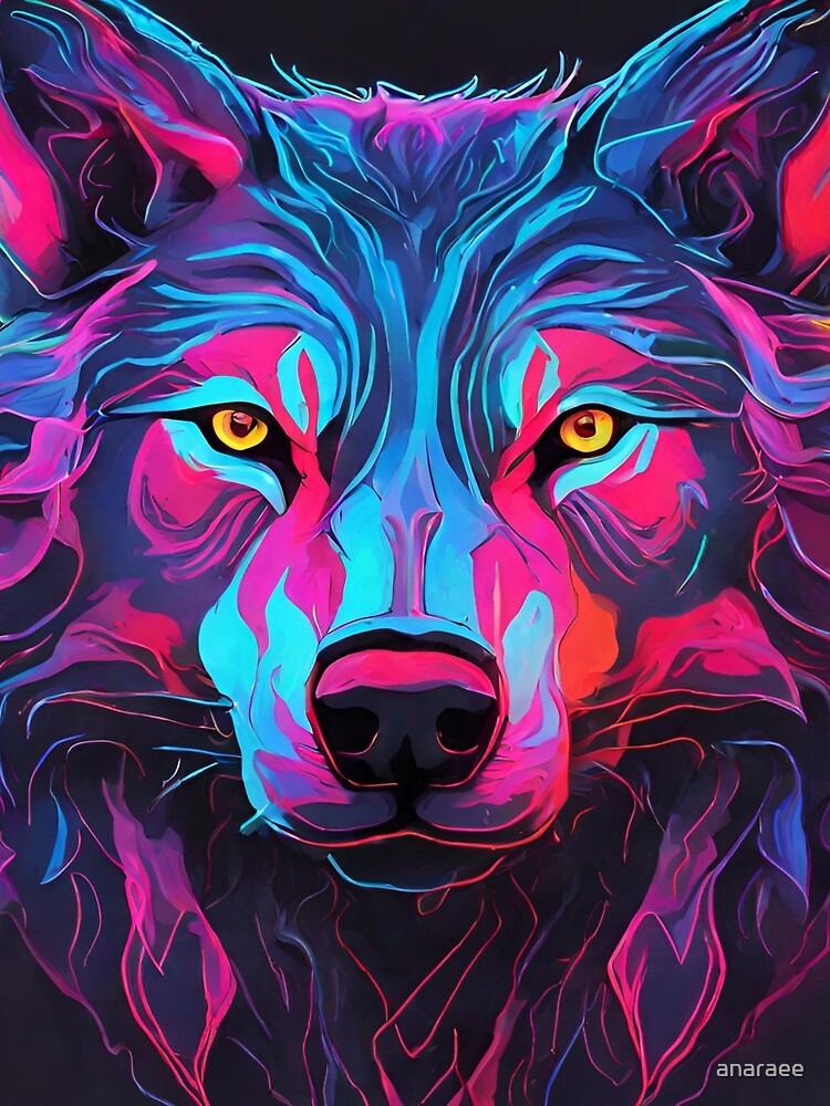 Neon 90's Retro Wolf by anaraee T-Shirts, Hoodie, Sweatshirt | BlankRebels.com (Image 2)