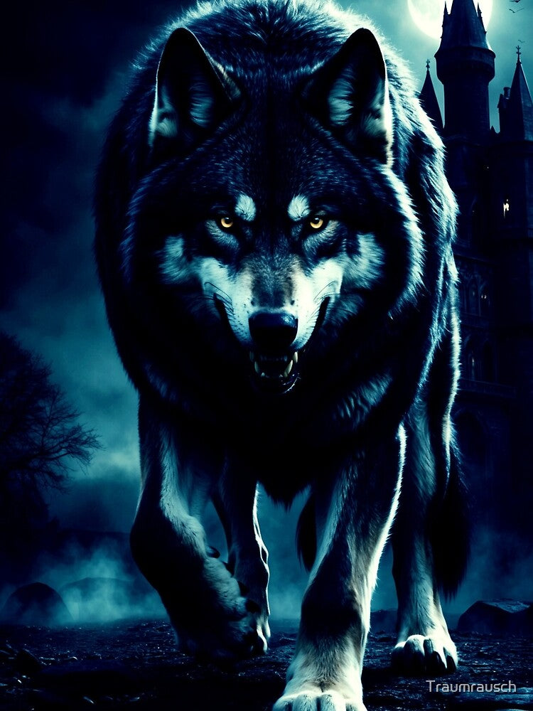 wolf – night – dark castle – dark fantasy animal art by Traumrausch T-Shirts, Hoodie, Sweatshirt | BlankRebels.com (Image 2)