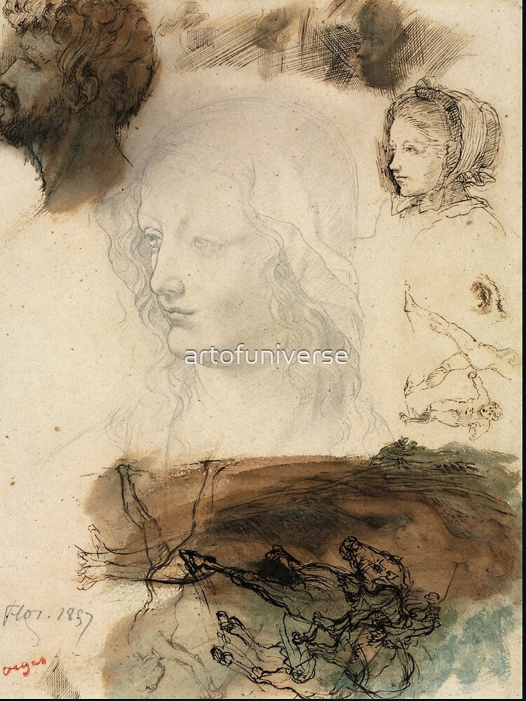 Sheet of Studies and Sketches by Edgar Degas: Classical Drawing Study Poster by artofuniverse T-Shirts, Hoodie,... (Image 2)