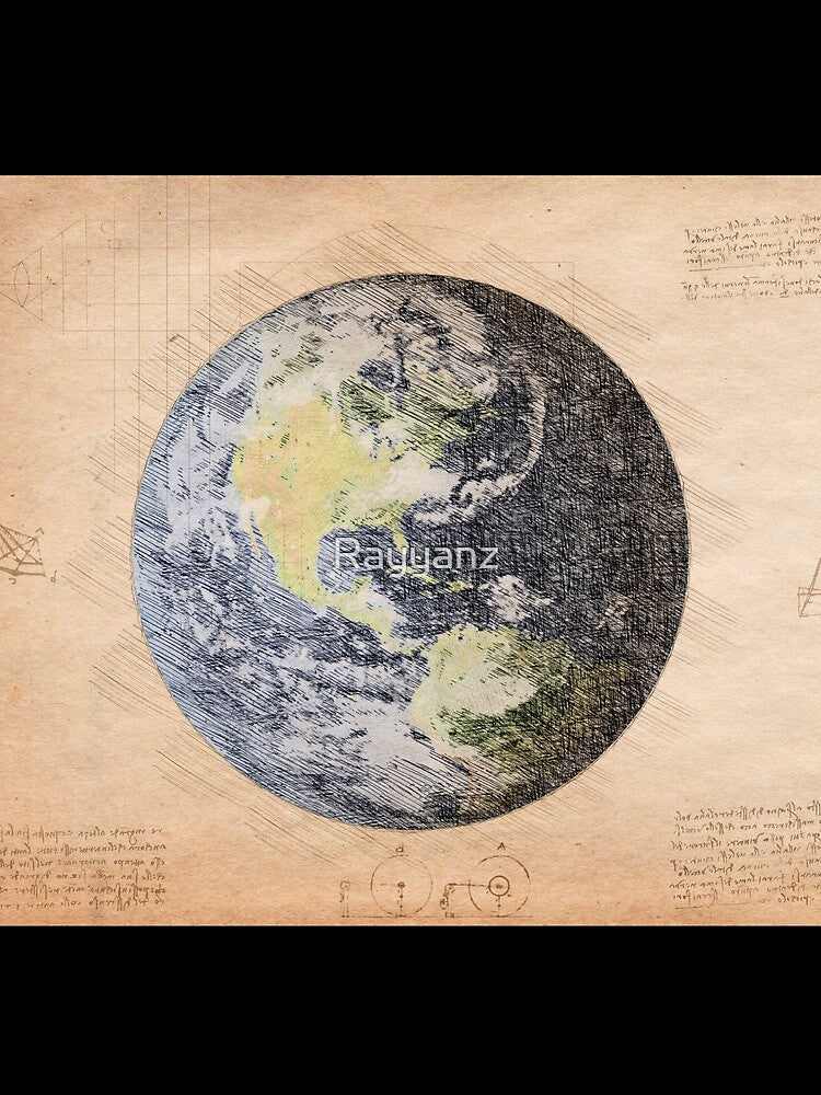 Da Vinci Sketch Art Planet Earth - Vintage by Rayyanz T-Shirts, Hoodie, Sweatshirt | BlankRebels.com (Image 2)