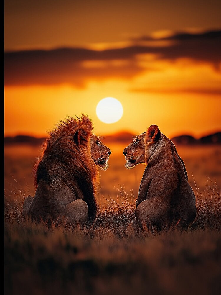 African lion and lioness at sunrise - Wildlife photo by TheArtistOf2022 T-Shirts, Hoodie, Sweatshirt (Image 2)