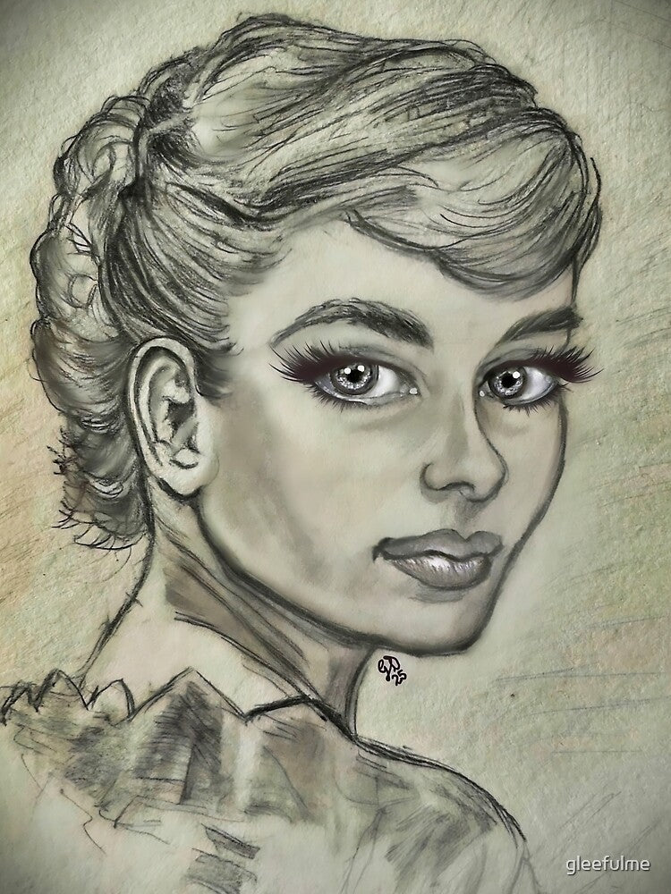 Glamorous Vintage Pencil Portrait Art by gleefulme T-Shirts, Hoodie, Sweatshirt | BlankRebels.com (Image 2)