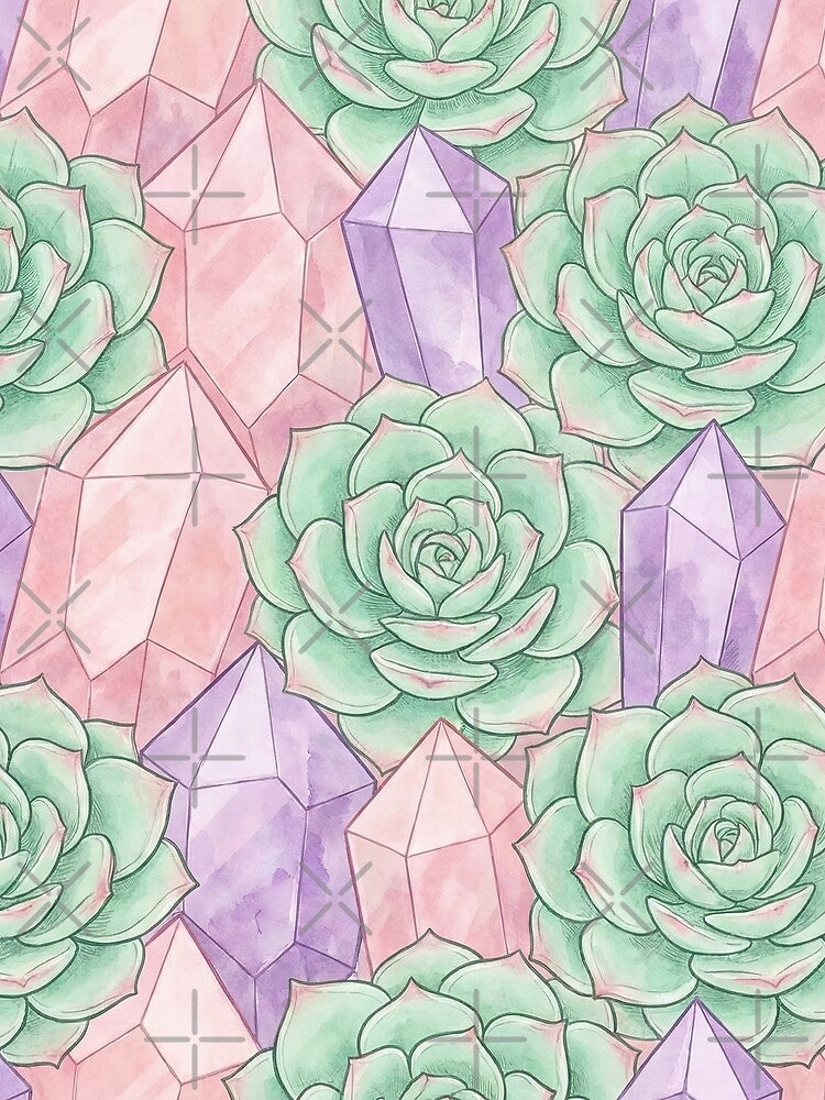 Pastel Crystals & Succulents - Boho Terrarium Pattern by SavinMercantile T-Shirts, Hoodie, Sweatshirt (Image 2)