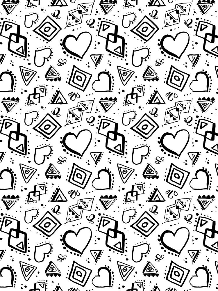 Hand Drawn Bohemian Hearts and Triangle Pattern (Black on White) by randrgiftshop T-Shirts, Hoodie, Sweatshirt (Image 2)