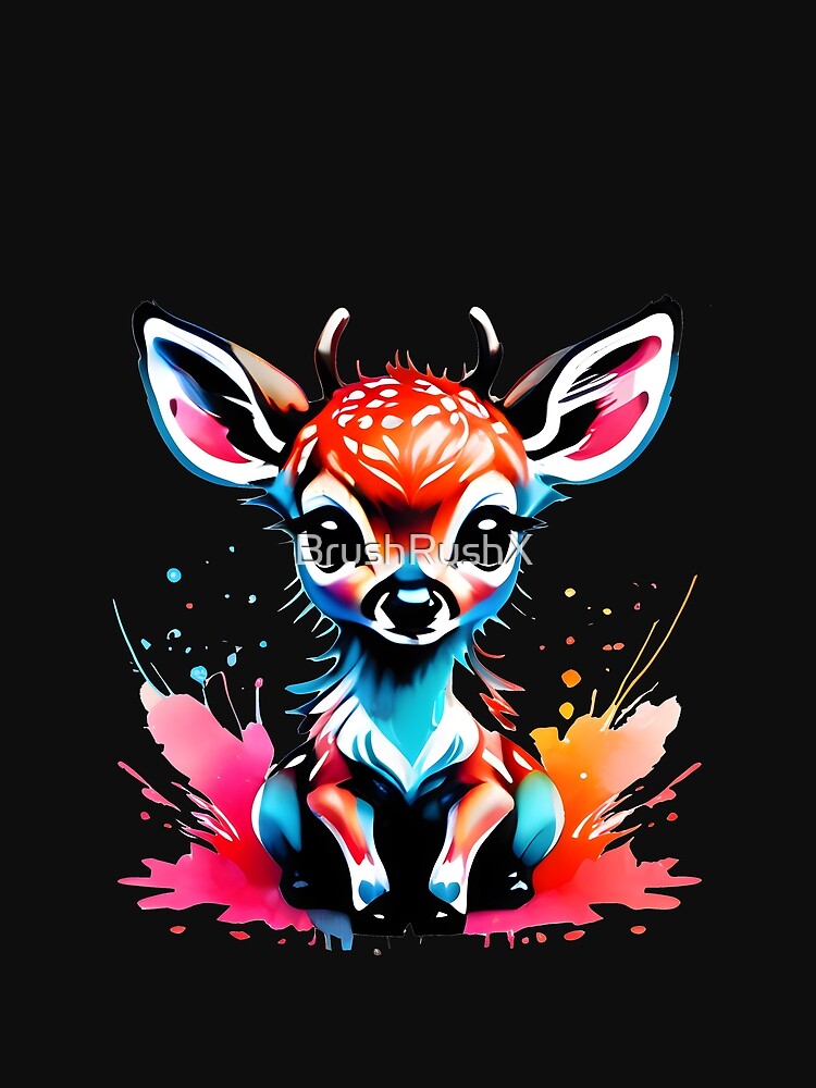Big Headed Deer – Pop Surreal Airbrush Art by BrushRushX T-Shirts, Hoodie, Sweatshirt | BlankRebels.com (Image 2)