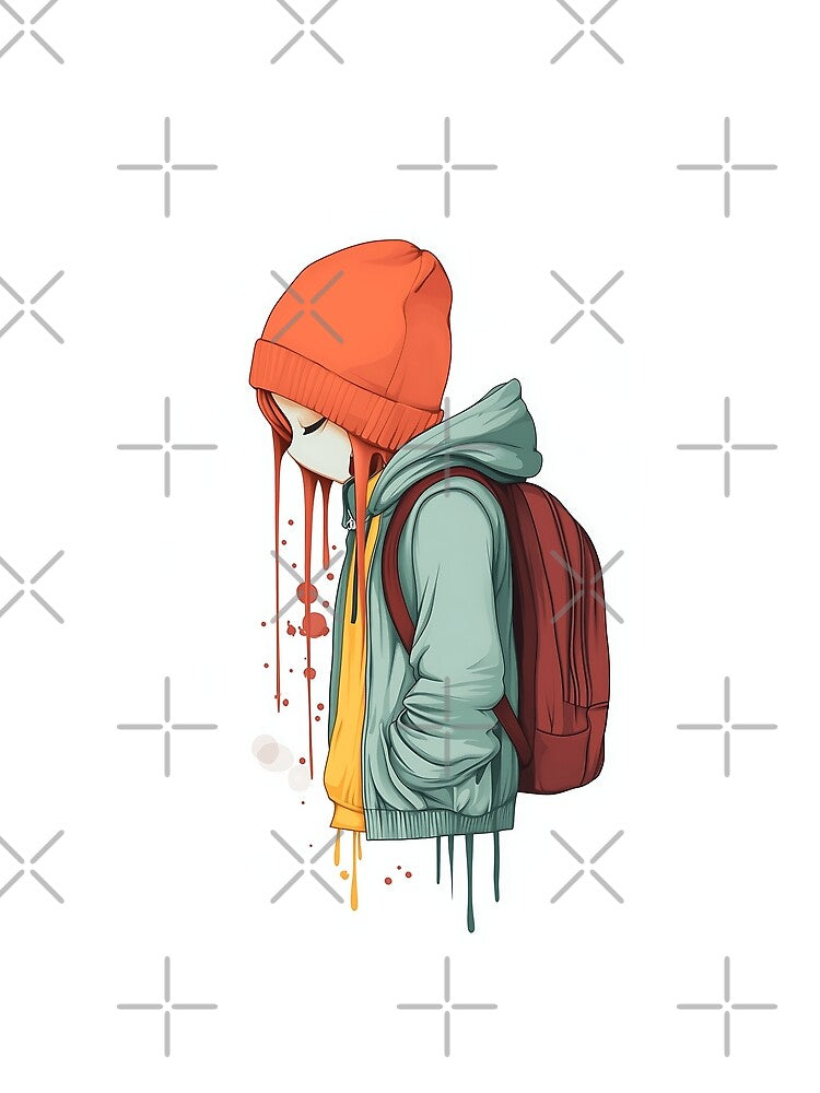 Sad Young Woman in Dripping Paint Illustration by GoldenTealArts T-Shirts, Hoodie, Sweatshirt | BlankRebels.com (Image 2)