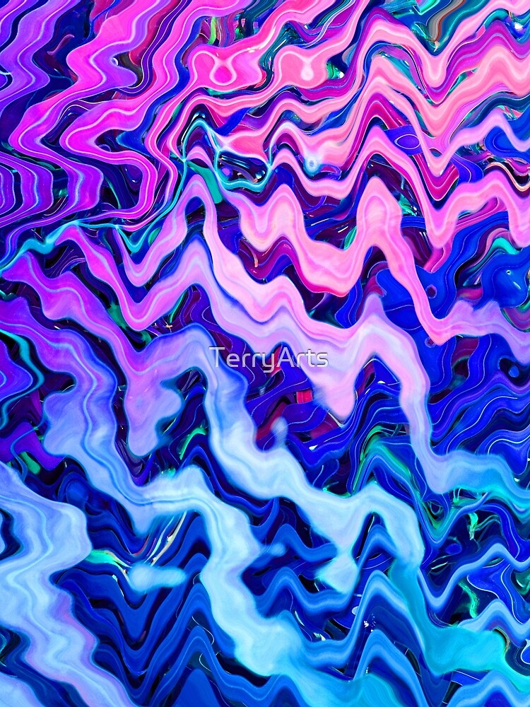 Groovy Hippie Style Abstract Wavy Lines in Violet and Blue Shades 1 of 4 by Beachy T-Shirts, Hoodie, Sweatshirt (Image 2)