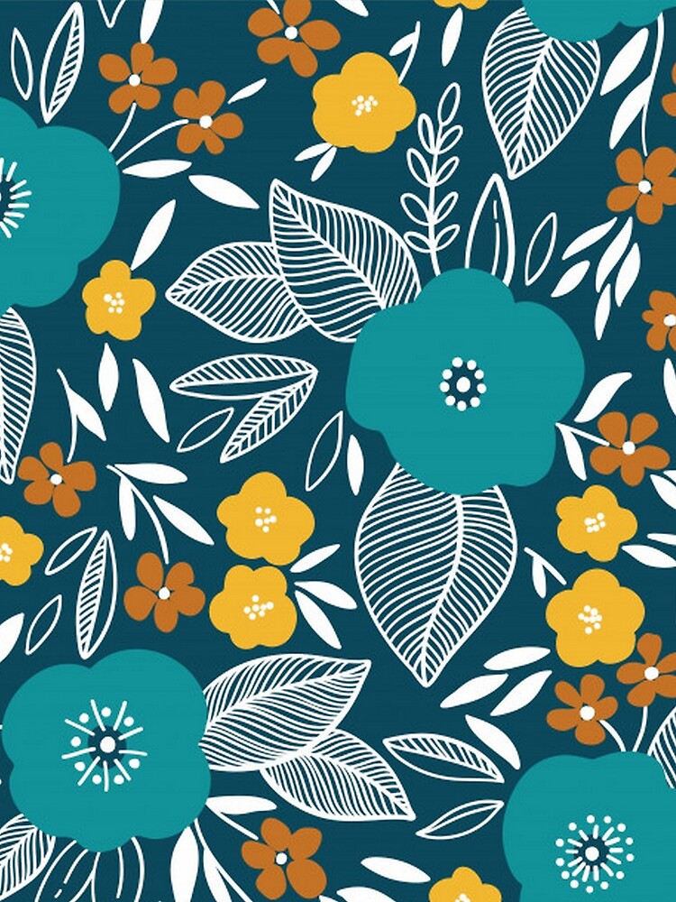 Gorgeous Floral Doodle - Teal, blue, by pugmom4 T-Shirts, Hoodie, Sweatshirt | BlankRebels.com (Image 2)