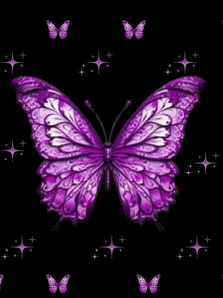Purple Glitter Butterfly Aesthetic Design – Sparkly Fantasy Butterfly Art for Stickers, Prints, Wallpapers &... (Image 2)