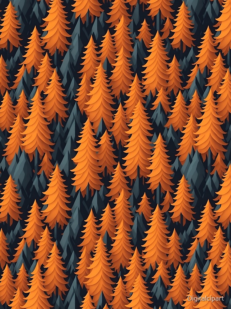 Anime style dark green and orange forest pattern in night by Digitalcipart T-Shirts, Hoodie, Sweatshirt (Image 2)