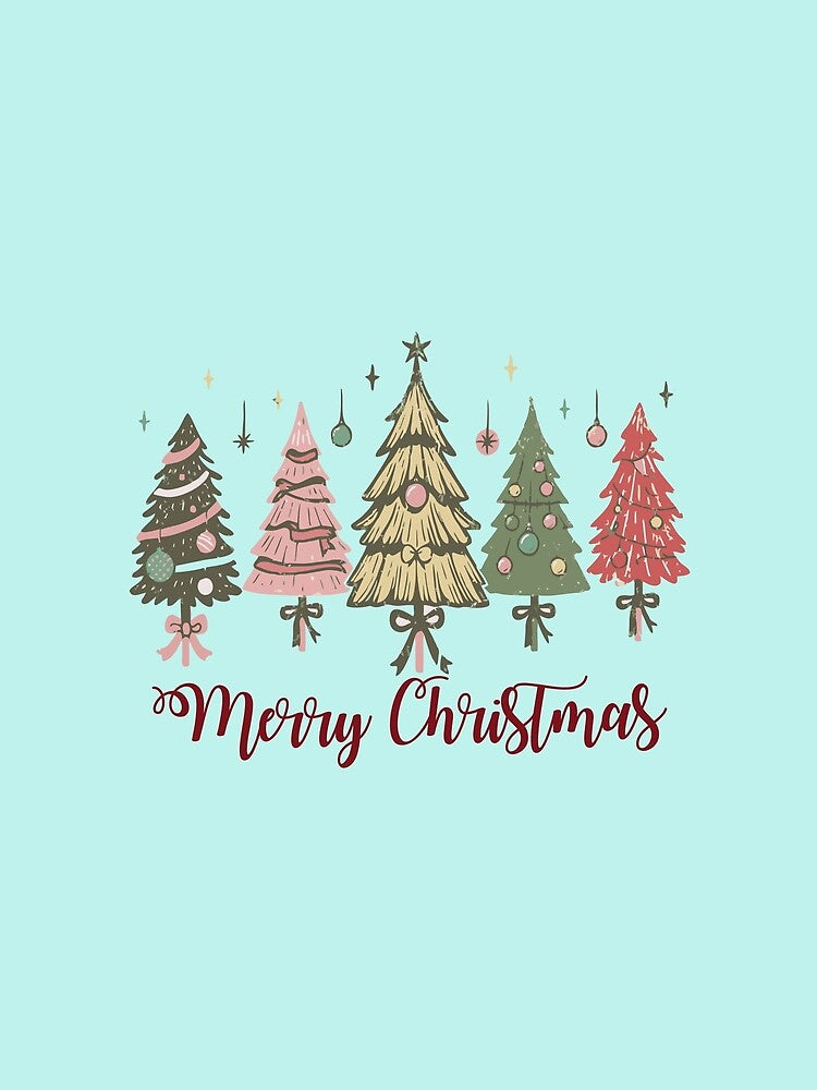 Merry Christmas – Fashion Sketch Style Assorted Holiday Trees T-Shirt by NoGoodDeeds Hoodie, Sweatshirt (Image 2)