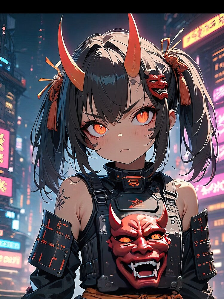 Manga Samurai Warrior Horns Oni Mask T-Shirts, Hoodie, Sweatshirt