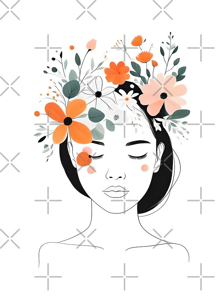 Woman With Flowers  minimalist illustration by simaso T-Shirts, Hoodie, Sweatshirt | BlankRebels.com (Image 2)