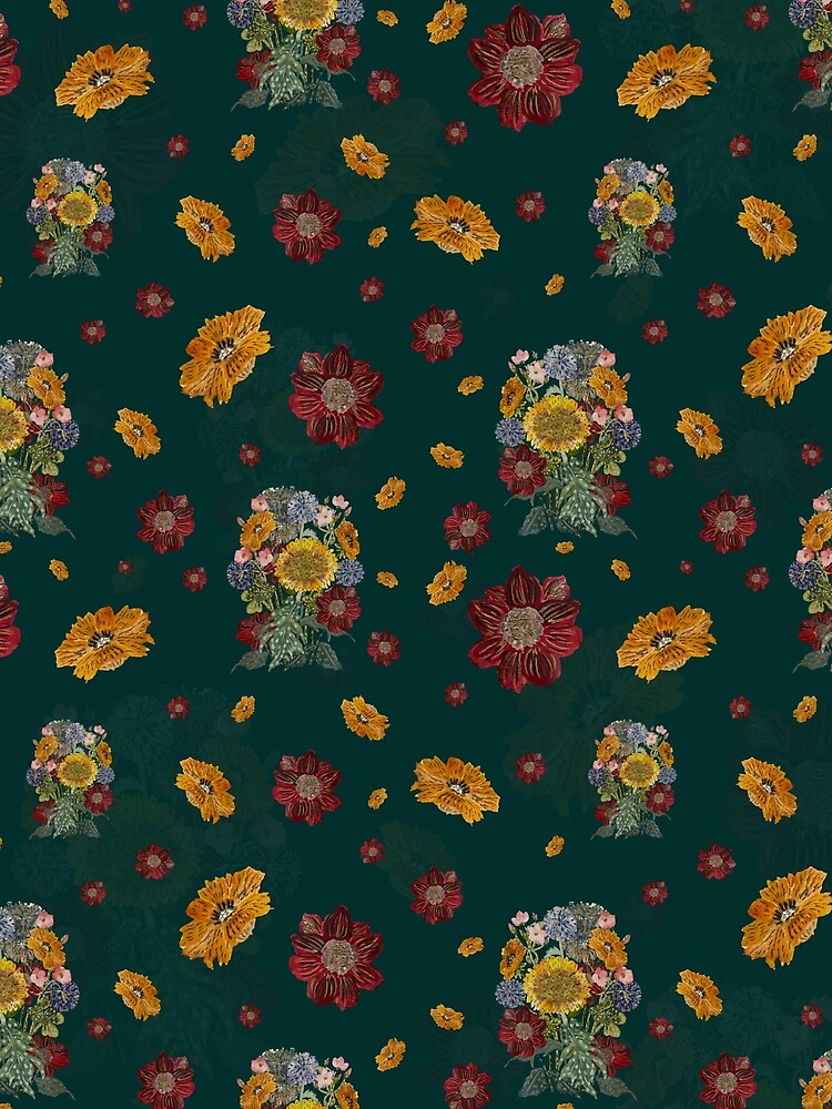 Bouquet flower seamless pattern on green background by Yana Mustafina | Boho Soulful Designs T-Shirts, Hoodie,... (Image 2)