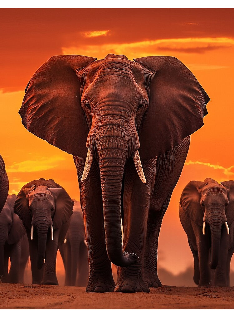 Elephants moving through land at sunset - Wildlife photo by TheArtistOf2022 T-Shirts, Hoodie, Sweatshirt (Image 2)