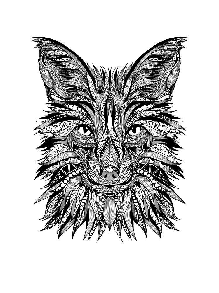 Fox Wise Woods Creature Wildlife Ornament black by PolaMaku T-Shirts, Hoodie, Sweatshirt | BlankRebels.com (Image 2)