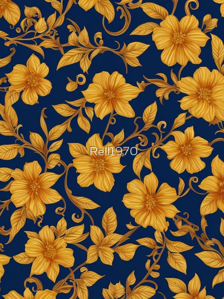 Blue And Gold Floral Pattern by Rell1970 T-Shirts, Hoodie, Sweatshirt | BlankRebels.com (Image 2)