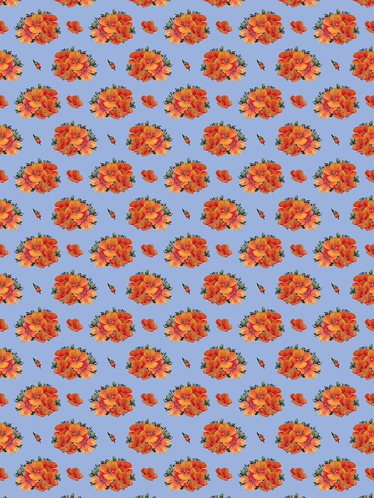 Orange vintage poppies on blue by LittleBettyMakes T-Shirts, Hoodie, Sweatshirt | BlankRebels.com (Image 2)