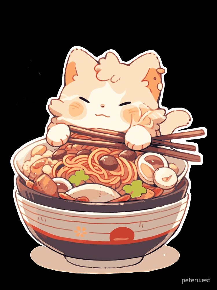 Cat eating ramen - kawaii, anime by peterwest T-Shirts, Hoodie, Sweatshirt | BlankRebels.com (Image 2)
