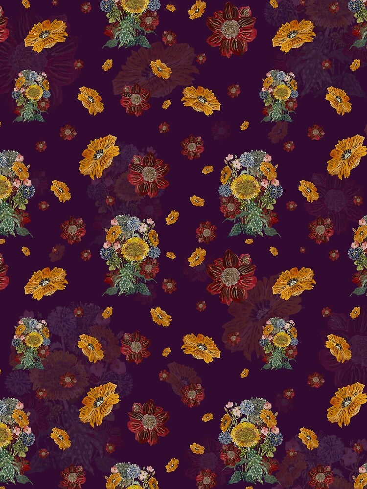 Bouquet flower seamless pattern on violet background by Yana Mustafina | Boho Soulful Designs T-Shirts, Hoodie,... (Image 2)