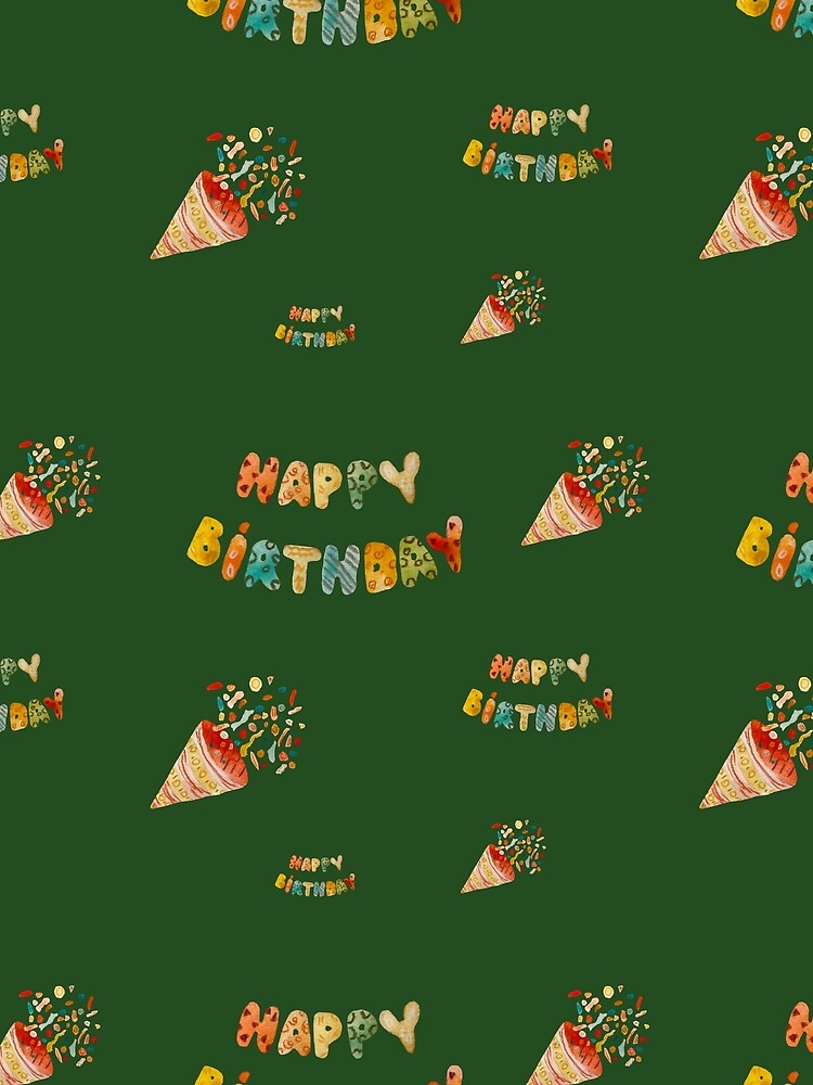 Happy birthday cute colorful pattern a watercolor green by Yana Mustafina | Boho Soulful Designs T-Shirts,... (Image 2)