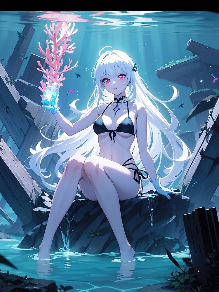 Manga girl underwater sitting on rock by TheArtistOf2022 T-Shirts, Hoodie, Sweatshirt | BlankRebels.com (Image 2)