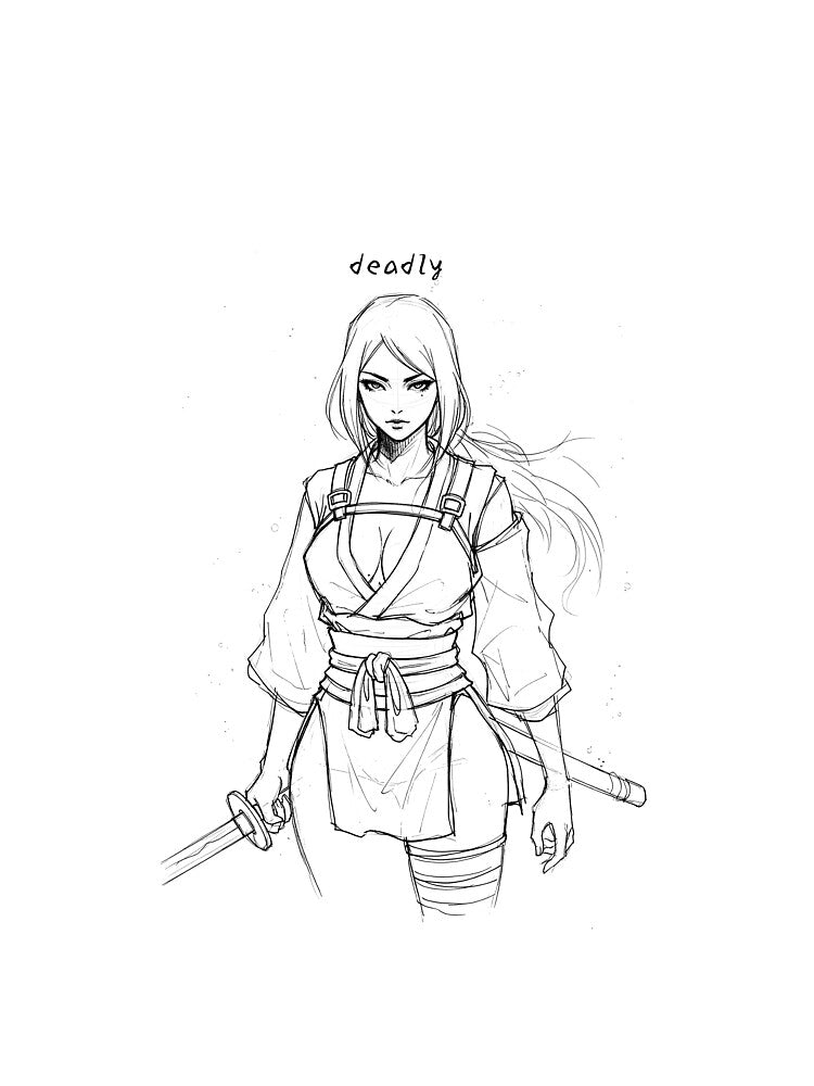 Beautiful Cool Kunochi Manga Sketch: Deadly by Shigen16 T-Shirts, Hoodie, Sweatshirt | BlankRebels.com (Image 2)