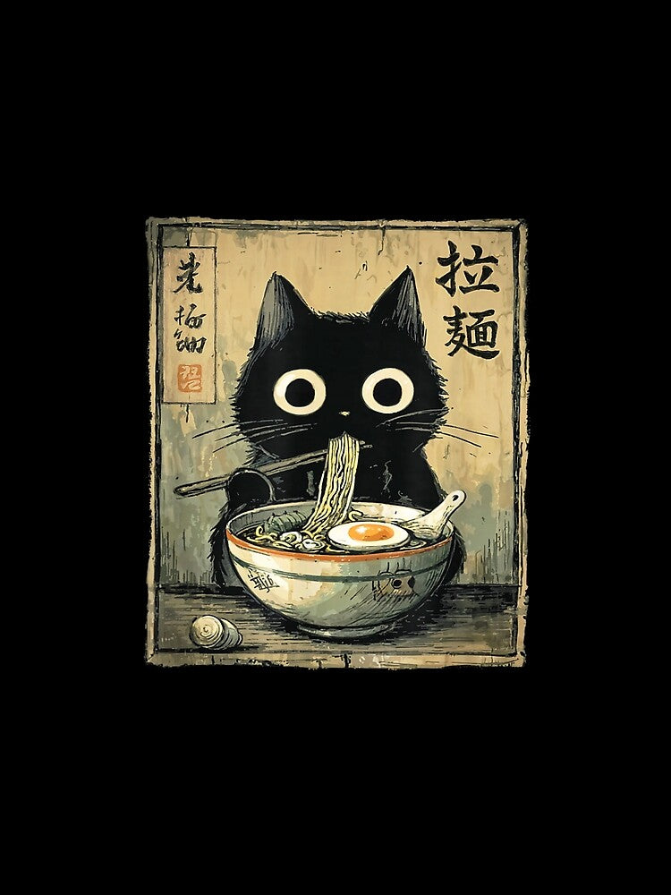Kawaii Kuro Neko Ramen Run Cat by BASKF
