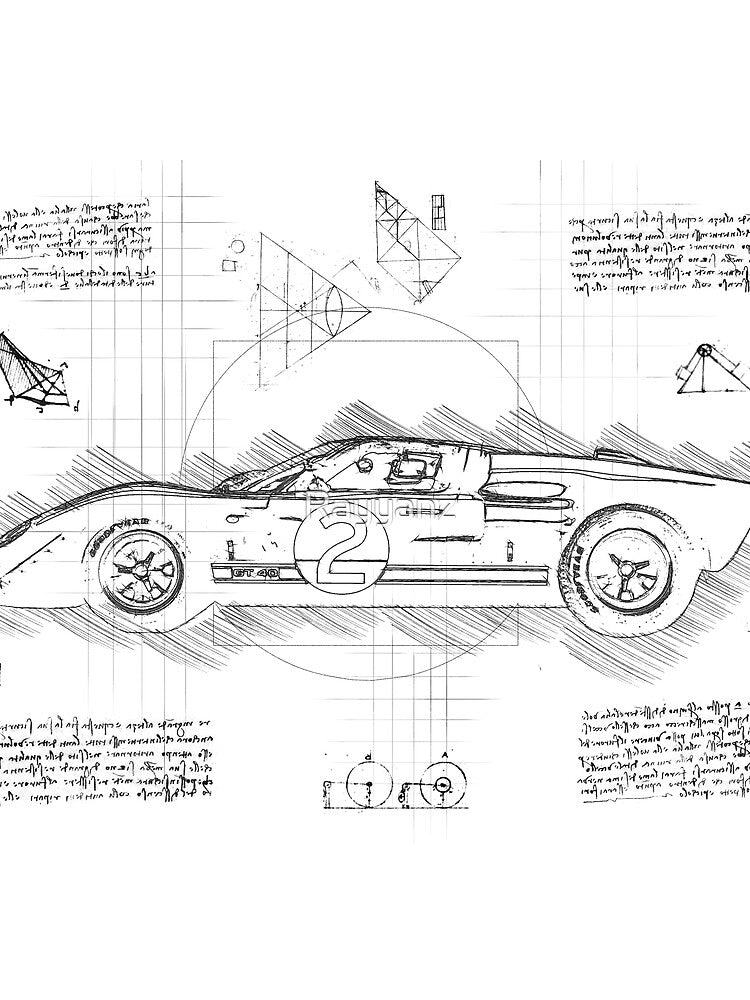 Da Vinci Sketch Art FordGT40 - Grunge by Rayyanz T-Shirts, Hoodie, Sweatshirt | BlankRebels.com (Image 2)
