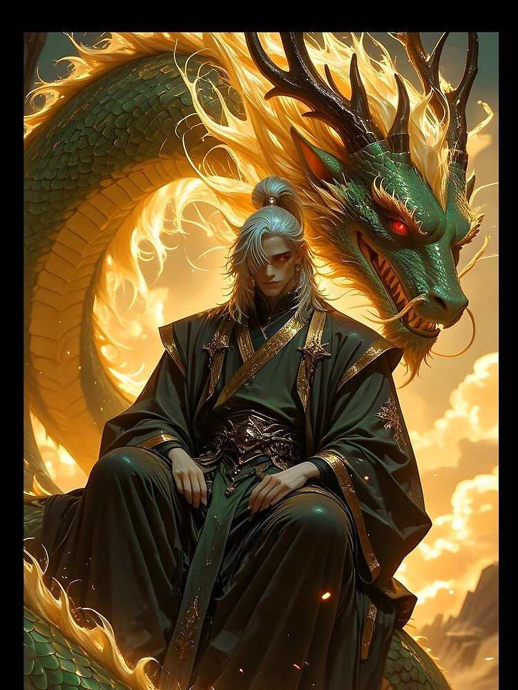 Manga Samurai with Eastern Dragon at sunrise by TheArtistOf2022 T-Shirts, Hoodie, Sweatshirt | BlankRebels.com (Image 2)