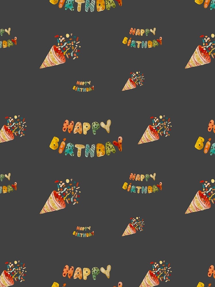 Happy birthday cute colorful pattern a watercolor grey by Yana Mustafina | Boho Soulful Designs T-Shirts,... (Image 2)