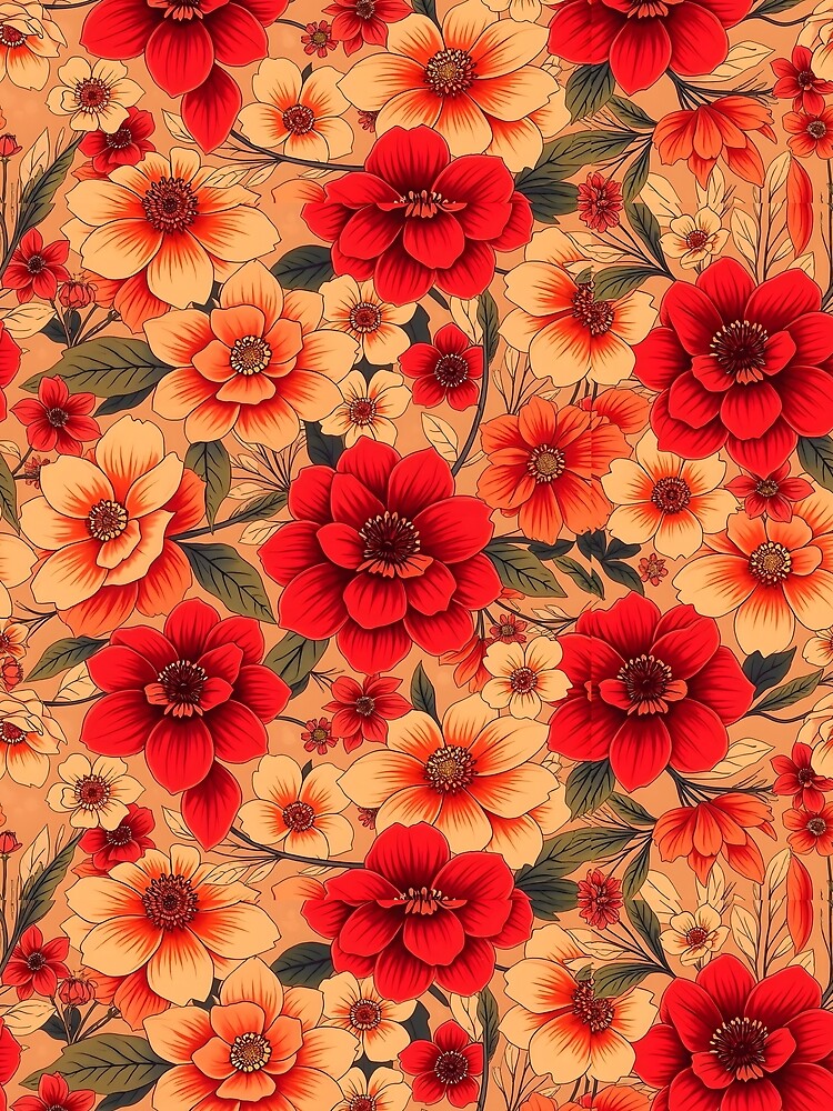 Peach and Red Floral Pattern by Sachie's Studio T-Shirts, Hoodie, Sweatshirt | BlankRebels.com (Image 2)