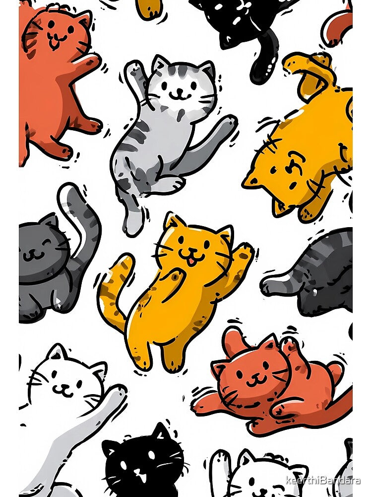 Seamless vector pattern of cute playful cats in different poses by keerthiBandara T-Shirts, Hoodie, Sweatshirt (Image 2)