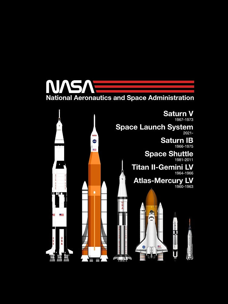 NASA Rockets - Saturn V, SLS, Saturn IB, Space Shuttle, Titan, Atlas Line Up by circumbinary T-Shirts, Hoodie,... (Image 2)