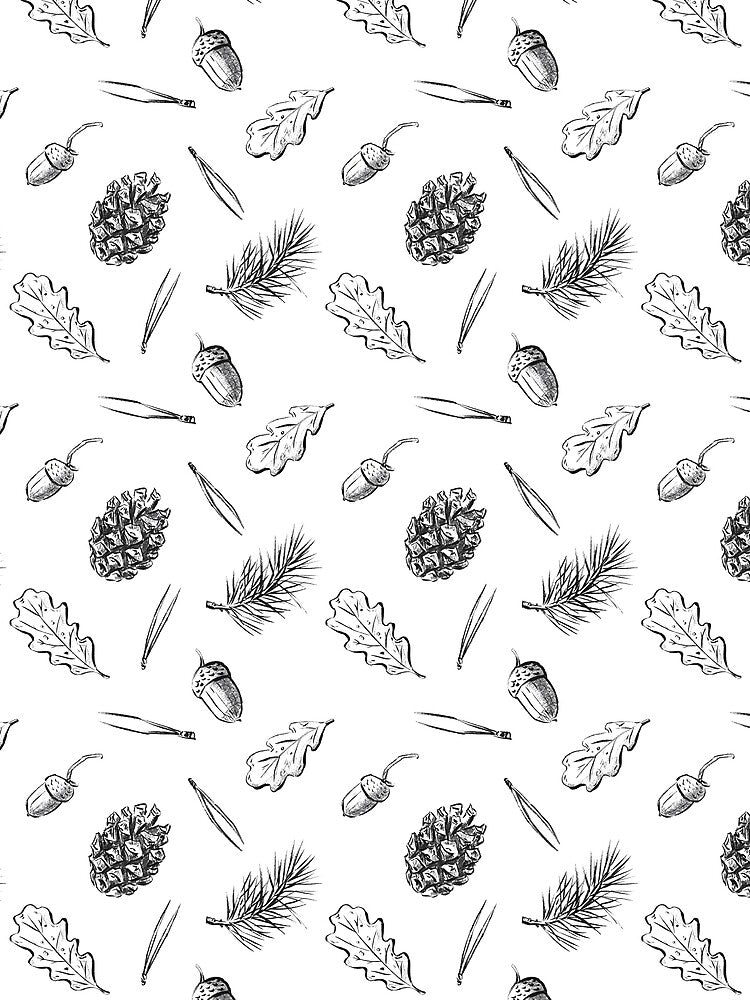 Pine cones, acorns, needles and oak leaves pattern by AleksOrel T-Shirts, Hoodie, Sweatshirt | BlankRebels.com (Image 2)