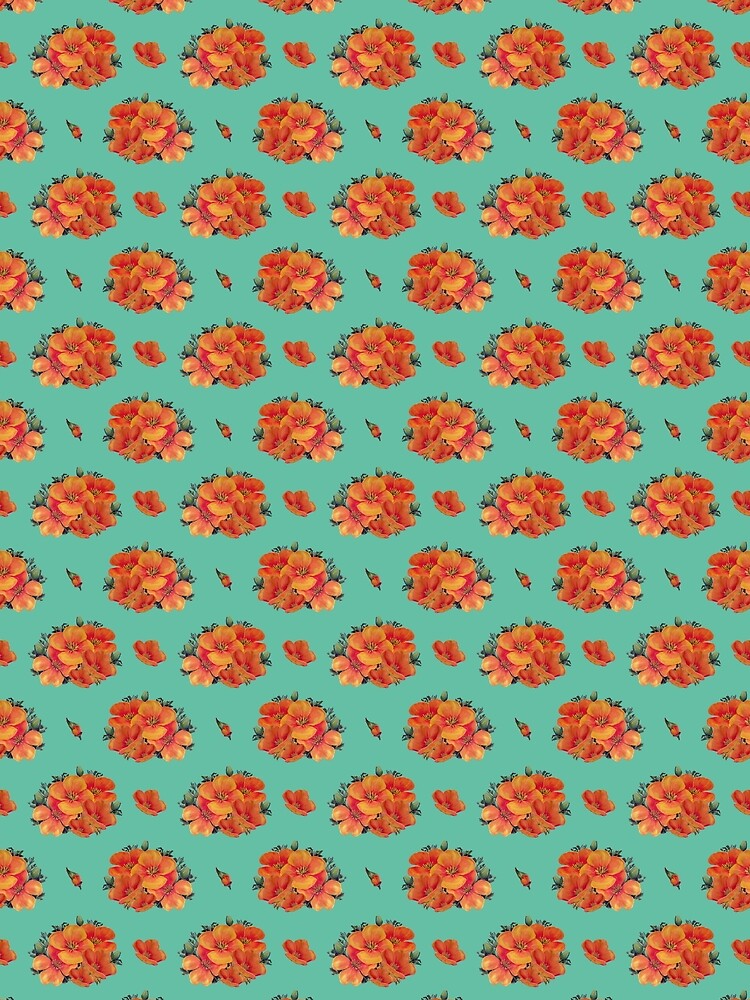 Orange vintage poppies on aqua by LittleBettyMakes T-Shirts, Hoodie, Sweatshirt | BlankRebels.com (Image 2)
