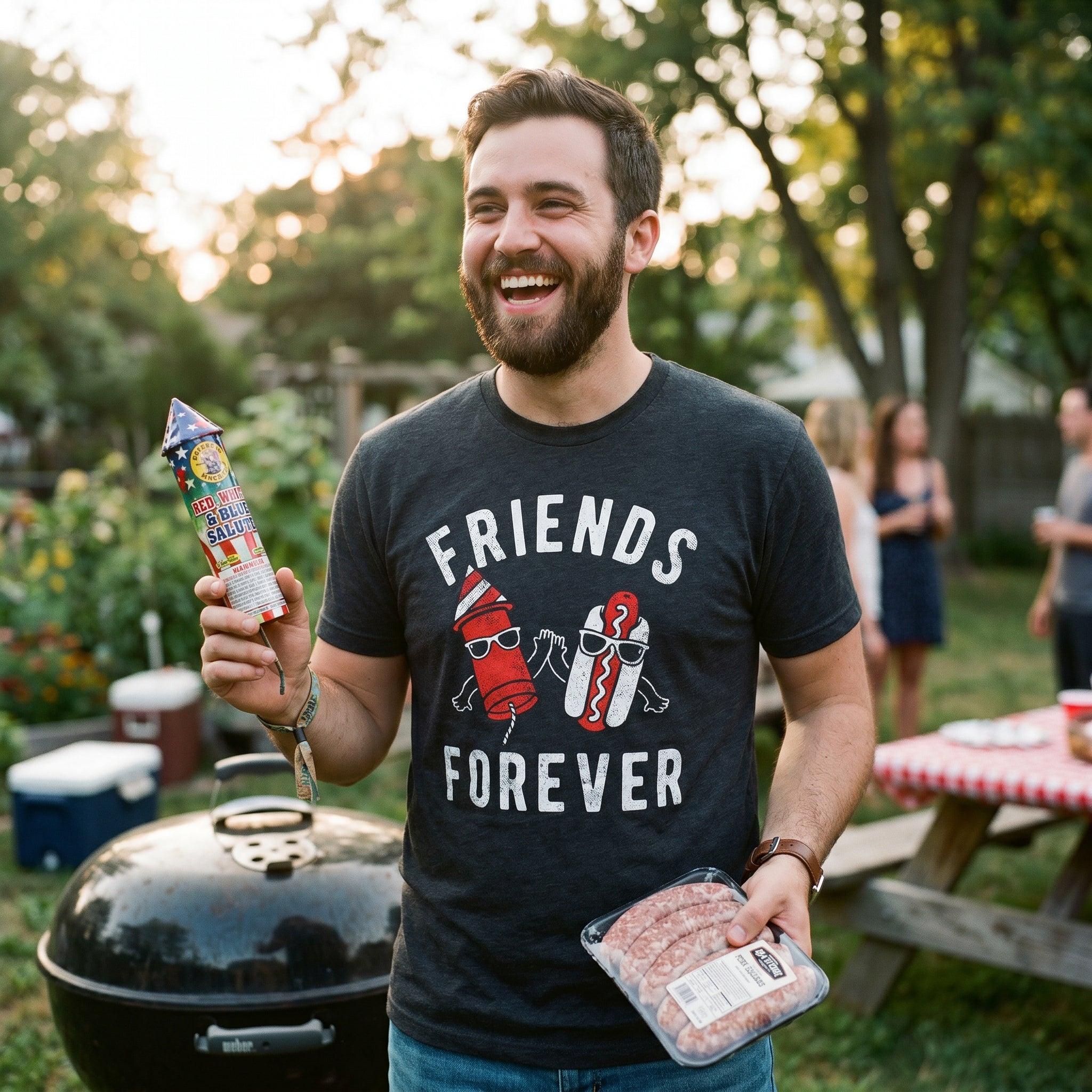 Friends Forever Firecracker Hot Dog Men's T Shirt