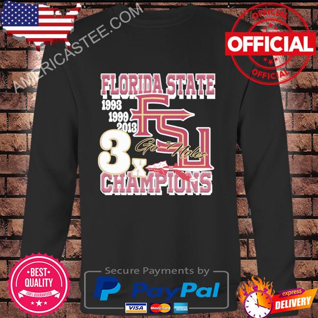 FSU Florida state football graphic 3X champions go noles shirt