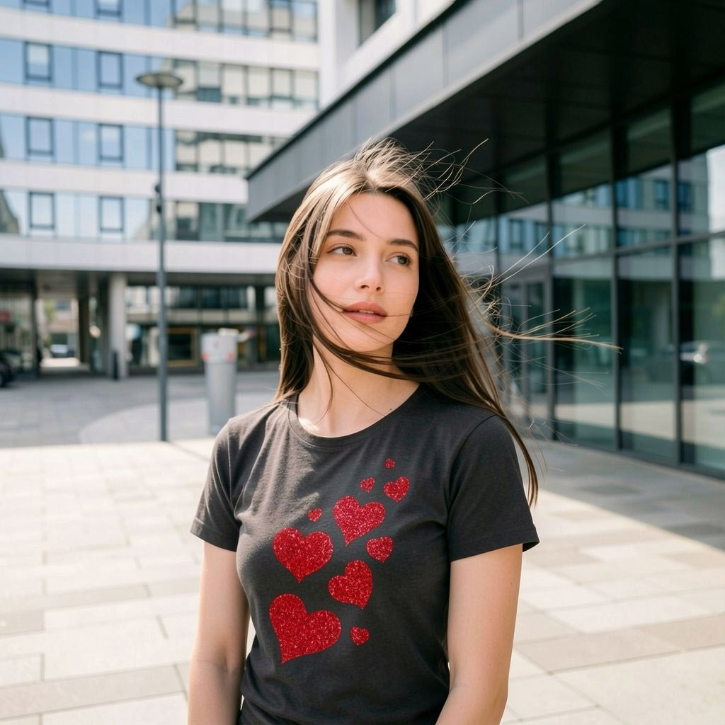 Glitter Hearts Women's T Shirt
