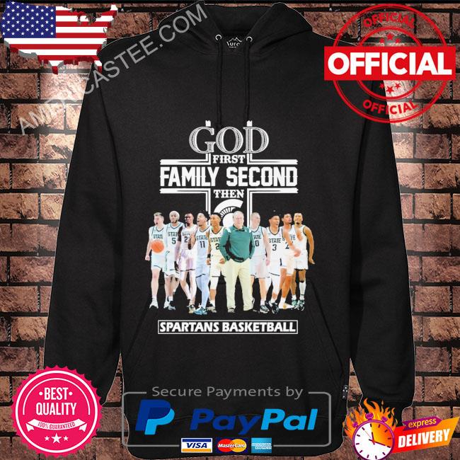God first family second then spartan strong basketball shirt