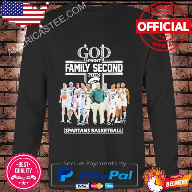 God first family second then spartan strong basketball shirt