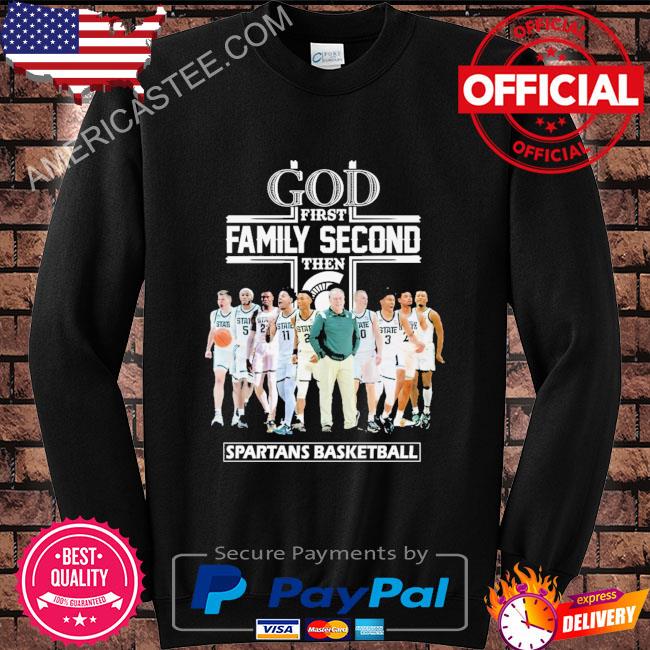 God first family second then spartan strong basketball shirt