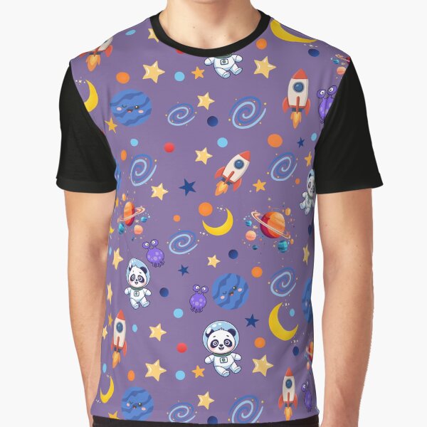 Cute Space Panda Seamless Pattern Kawaii Astronaut Galalxy T-Shirts, Hoodie, Sweatshirt