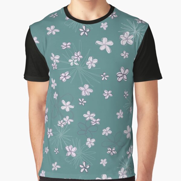 Floral Doodle Pattern Green & Purple by Studio-C2 T-Shirts, Hoodie, Sweatshirt | BlankRebels.com (Image 1)
