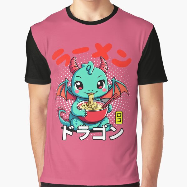 Cool Dragon Enjoying Ramen - Japanese Kawaii Design by Rokoyo Prints T-Shirts, Hoodie, Sweatshirt | BlankRebels.com (Image 1)