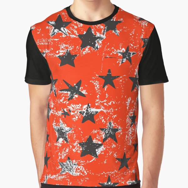 Grunge Black Stars Against a Red Background by SamJanner T-Shirts, Hoodie, Sweatshirt | BlankRebels.com (Image 1)